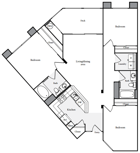 a black and white floor plan of a house with a bedroom and a living room